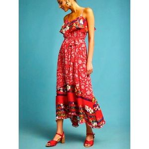 Anthropologie One September Zuri Maxi Dress Women’s Size S Boho Floral Ruffled